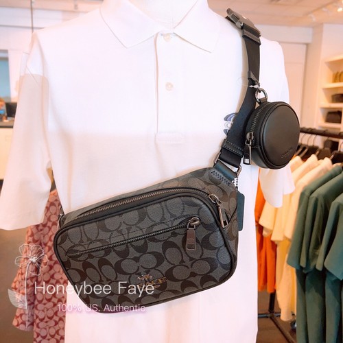NWT Coach men's Elias Belt Bag In Signature Canvas | eBay