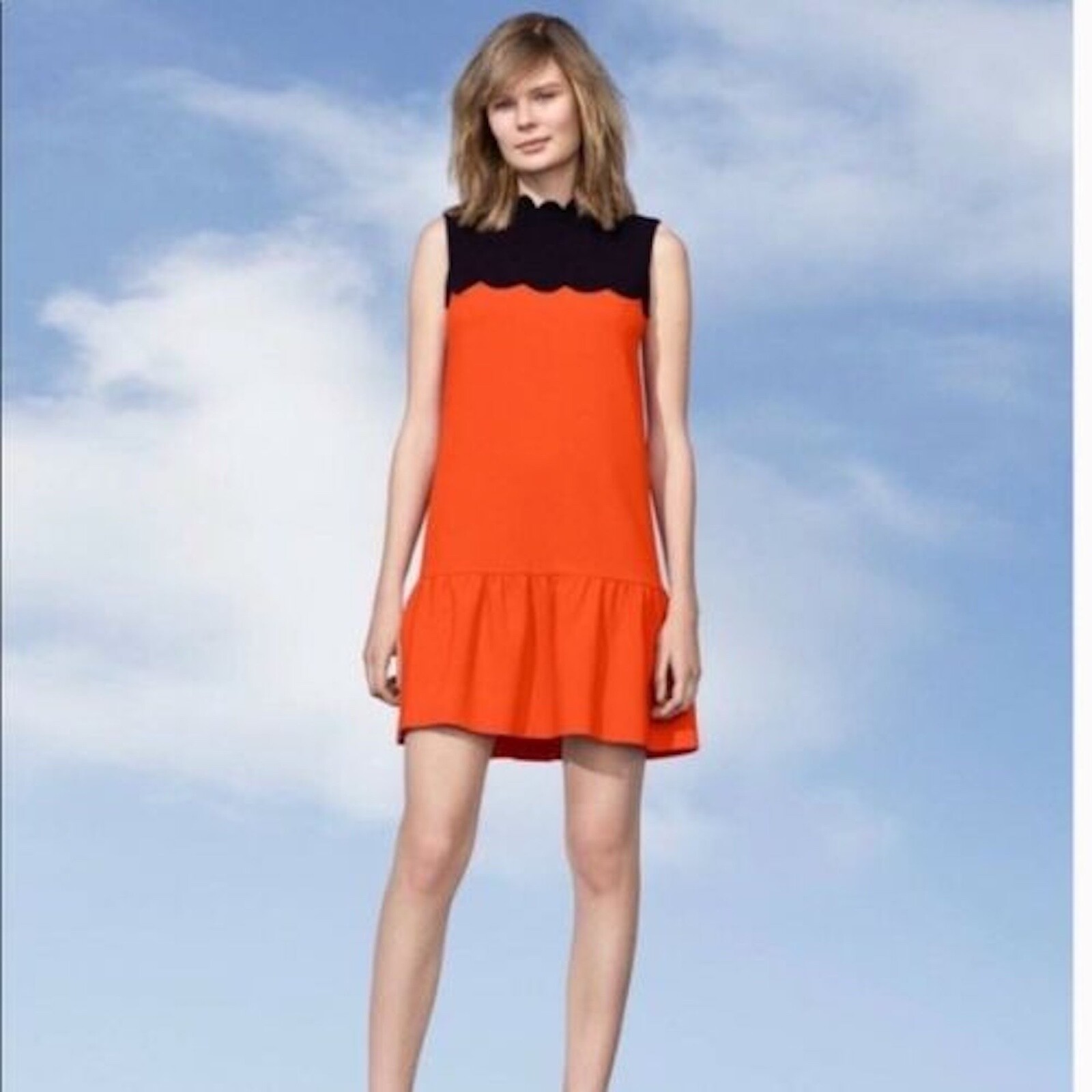 VICTORIA BECKHAM Target NWOT Womens Size XS Red Black Scallop Sleeveless  Dress | eBay