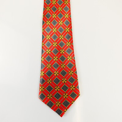 Jinbin Shan Neck Tie Mens Red Orange Geometric Bright Suit Luxury Art Dress