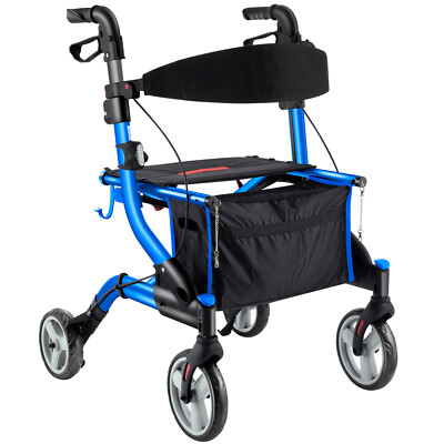 300 lbs Rollator Rolling Walker with Seat for Senior Wheel Lightweight Foldable 