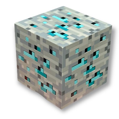 ThinkGeek Minecraft light up Cube 2012 Diamond Ore Blue Night light Block Works