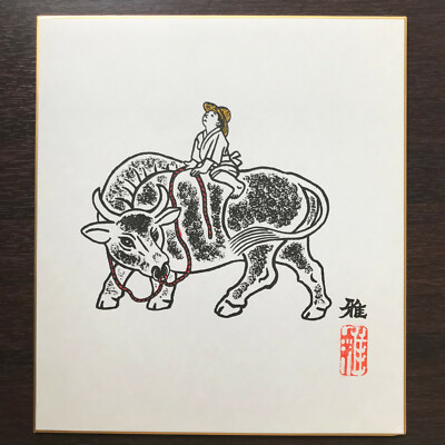 SHIKISHI art Japanese wooden engraving 