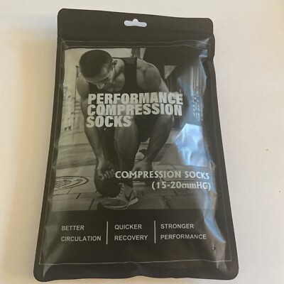 Performance Compression Socks. Black Size L/XL. 15-20mmHG. Factory Sealed