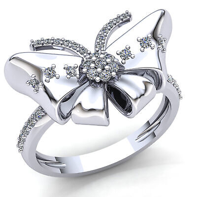 Pre-owned Jewelwesell Genuine 1ct Round Diamond Ladies Butterfly Shaped Fancy Engagement Ring 10k Gold