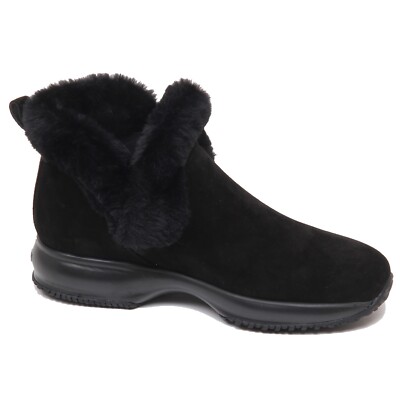 HOGAN F5606 SNEAKER DONNA BLACK HOGAN INTERACTIVE SLIP ON SCARPE ECO FUR SHOE WOMAN