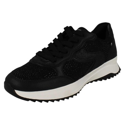 LADIES RIEKER LACE UP LEATHER CASUAL WALKING SHOES TRAINERS SIZE W1304