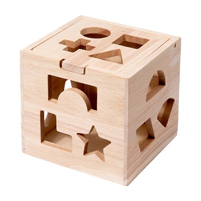 Wooden Shape Sorting Cube for Kids Wooden Sorter Toy Shape Blocks Sorting Cube 