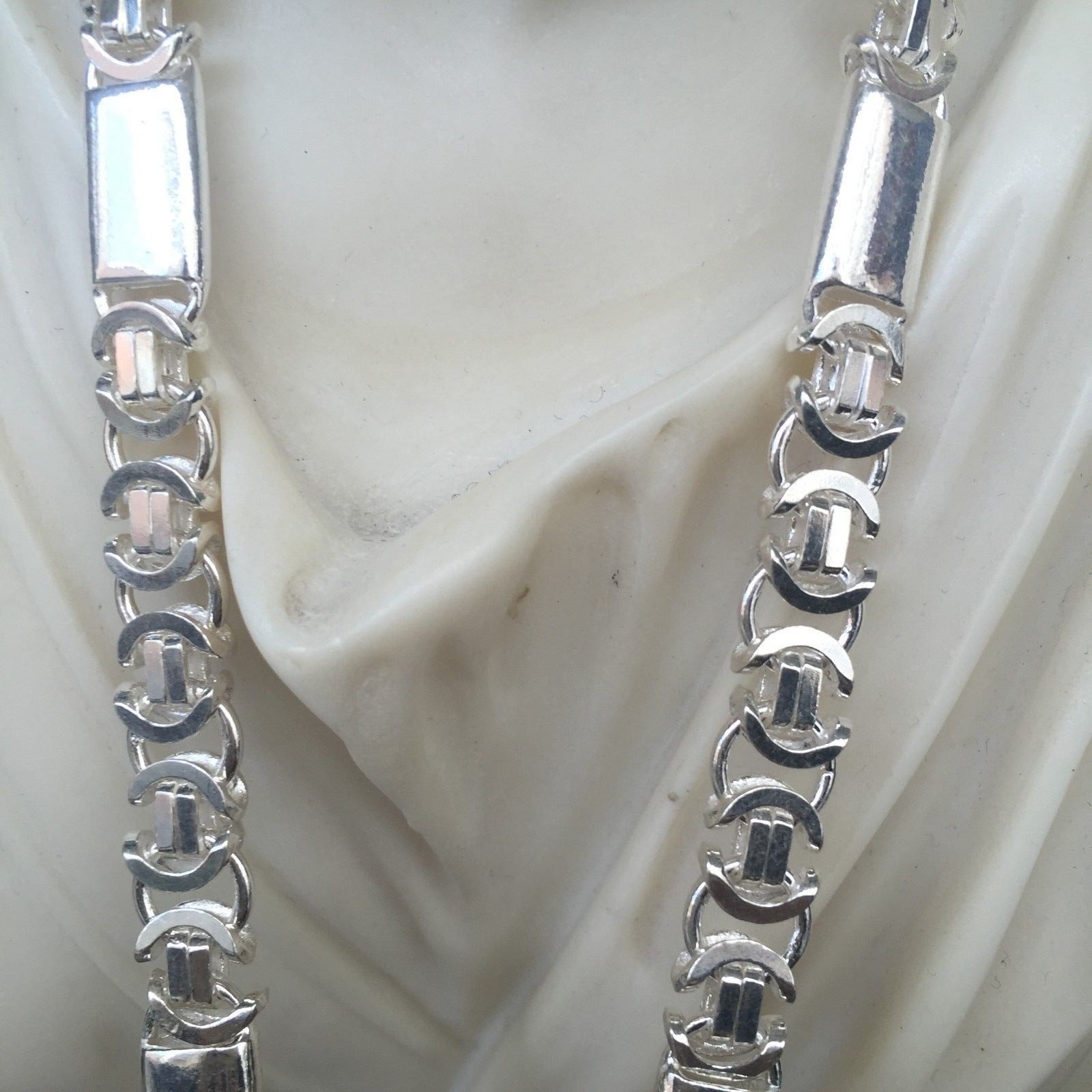Pre-owned Handmade 925 Sterling Silver 8mm Men Flat Byzantine King Tube Chain Necklace 26 Inch 71gr