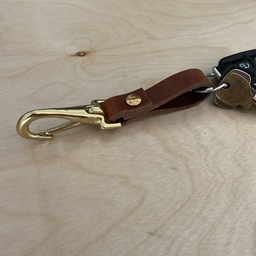 Leather Key Fob Belt Loop Key Holder Brass Halt Snap Hook | eBay