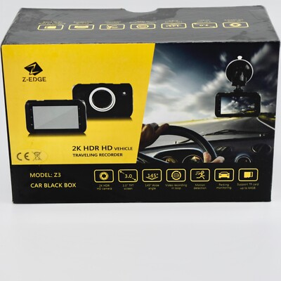Z-EDGE 2K HDR HD Z3 Vehicle Traveling Recorder Car Black Box Camera NEW