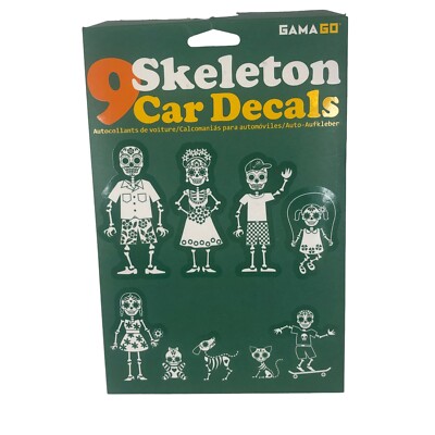 Gama Go Set of 9 Skeleton Car White Decals Family Skull Stickers Gothic Punk New