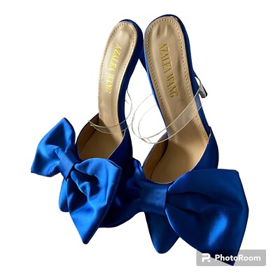 7.5 AZALEA WANG '' LARGE BOW  '' Stiletto Heel ( '' BRANDNEW '' ) BLUE 4 IN