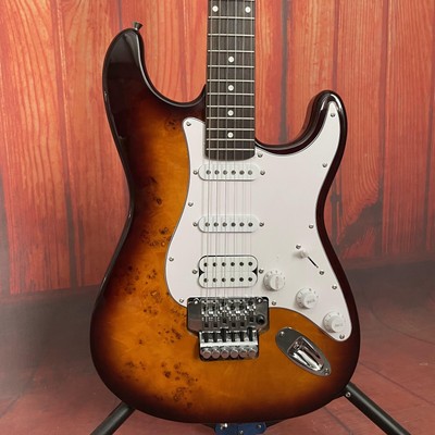 Factory Sunburst Solid Body ST Electric Guitar Tree Burl Top Basswood Body