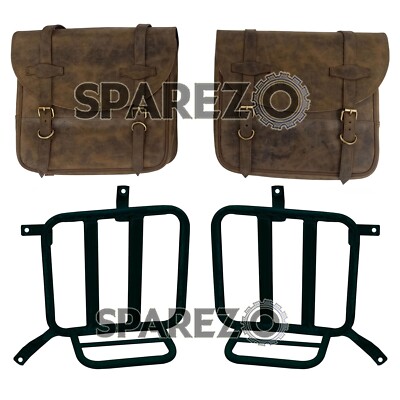 Fit For Royal Enfield ''Dust Color Leather Pannier Bags & Mounting D2'' Meteor 350