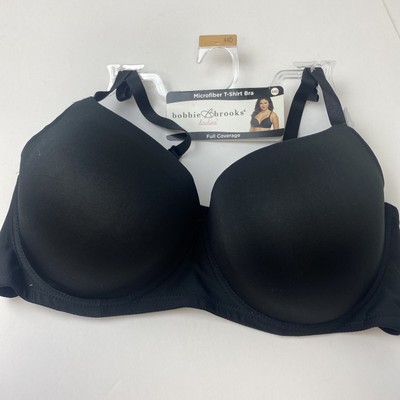 Bobbie Brooks 44D Microfiber T-Shirt Bra Full Coverage Black Underwire New