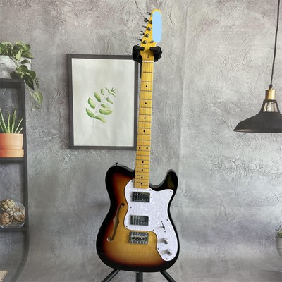 Semi Hollow Body TL Electric Guitar Sunburst Body Tremolo Bridge Chrome Parts 2H