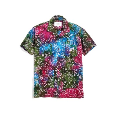 Urban Outfitters x Corridor NYC Tie Dye Batik Short Sleeve Button-Down Shirt