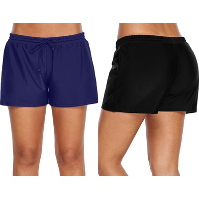 Schwarze elastische badehose mit kordelzug für damen badeanzug unteren teil