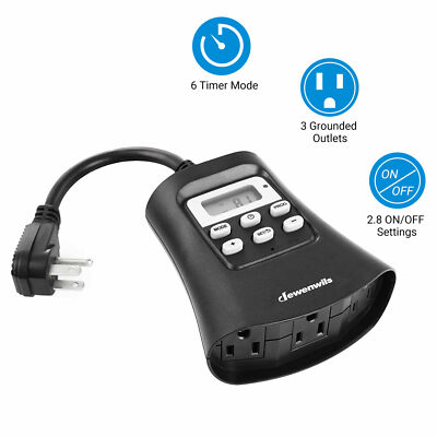 DEWENWILS Digital Outdoor Pool Timer Waterproof Plug in Light Sensor Outlet 