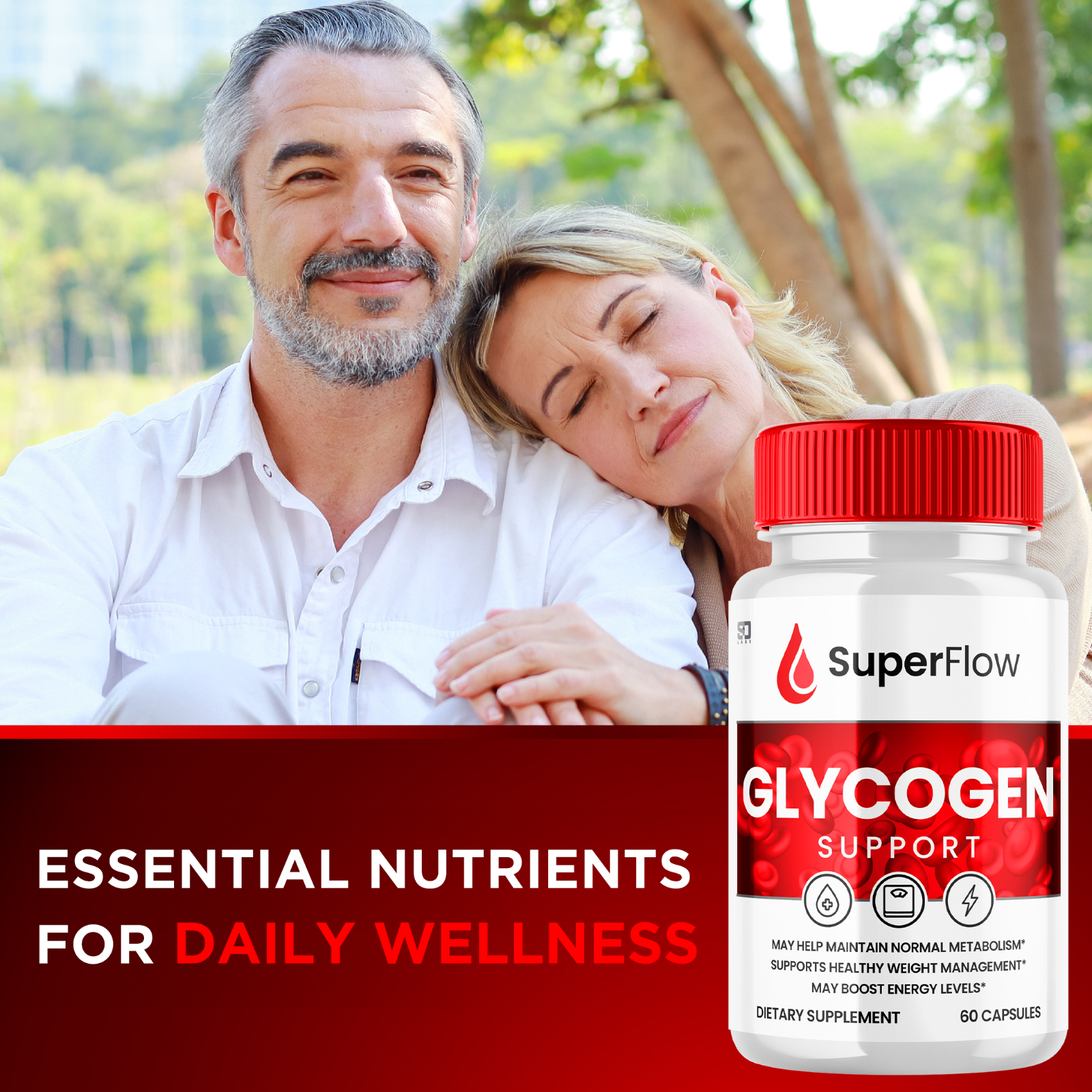 (1 Pack) Super Flow Glycogen, Blood Sugar Health Support Formula, 60 Capsules