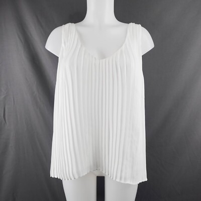 Forever 21 Womens Top Medium Off White Office Capsule Minimal Pleated Flowy NEW