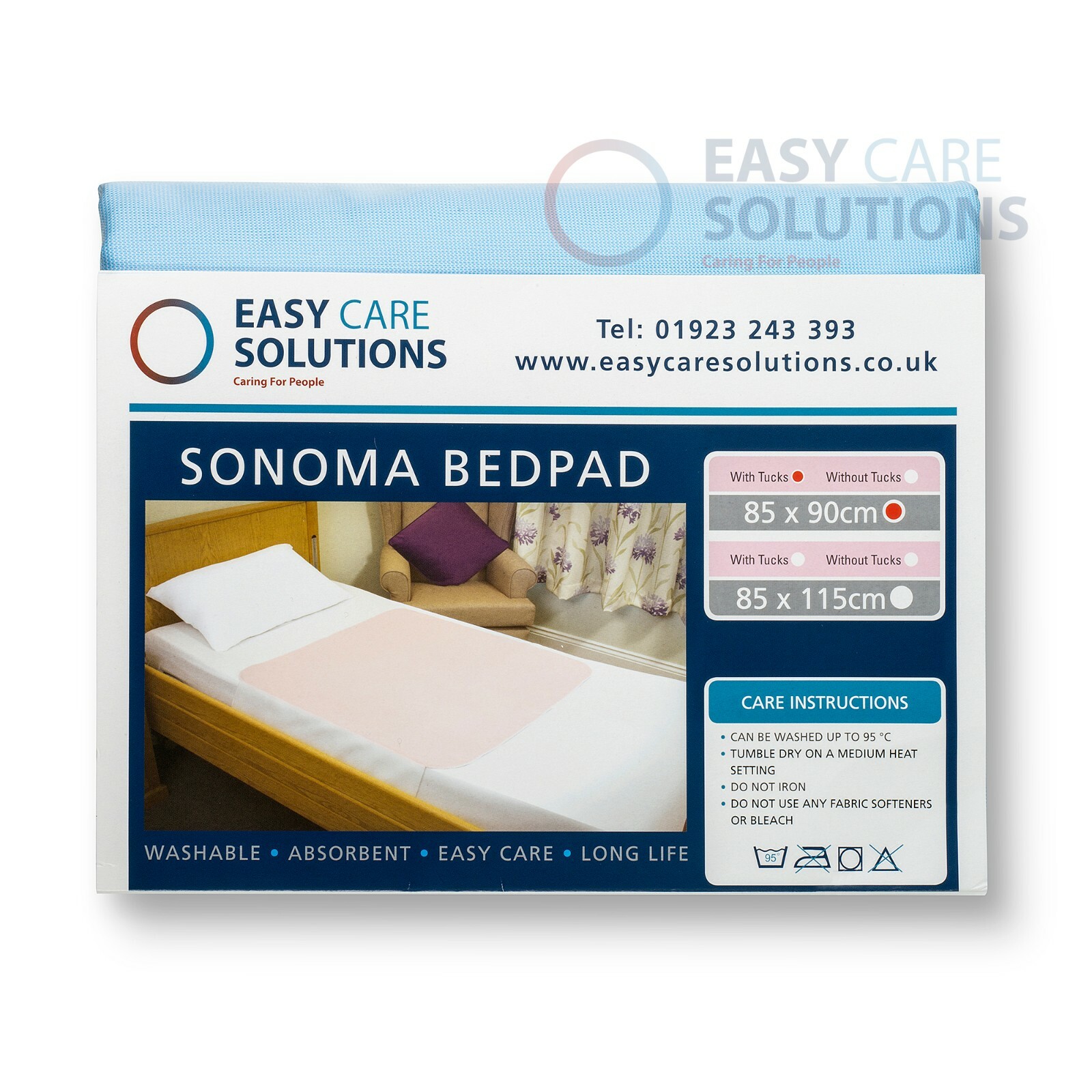 2 x Incontinence Washable Bed Pads With Tucks 85 x 90cm Reusable