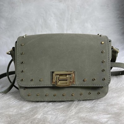 White House Black Market Green Studded Leather Crossbody Bag