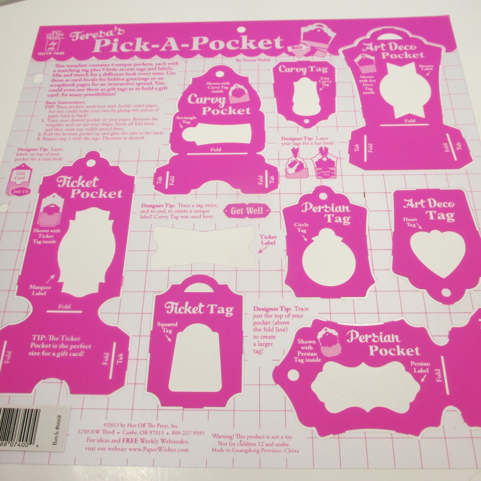 Hot Off The Press Templates Stencils Lot 6 Pockets Labels Holders Folders Arrows