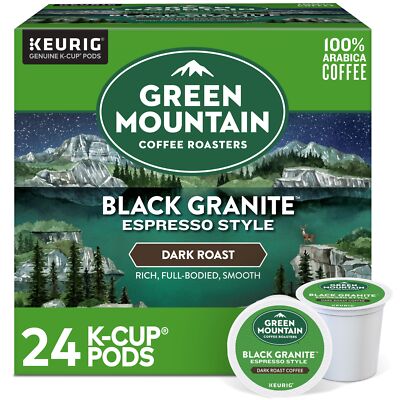 Green Mountain Coffee Roasters Black Granite, K-Cups, Espresso Style, 24 Count