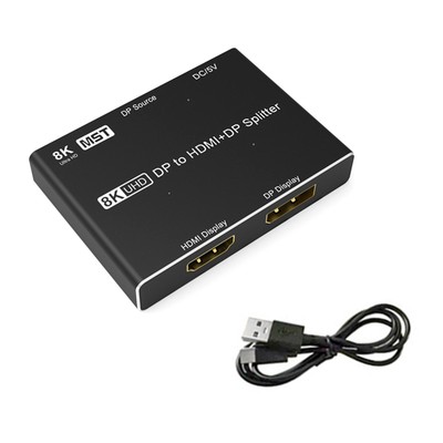 New DisplayPort Splitter 8K DP to DP+HDMI Splitter 8K30Hz 4K120Hz MST SST HDR