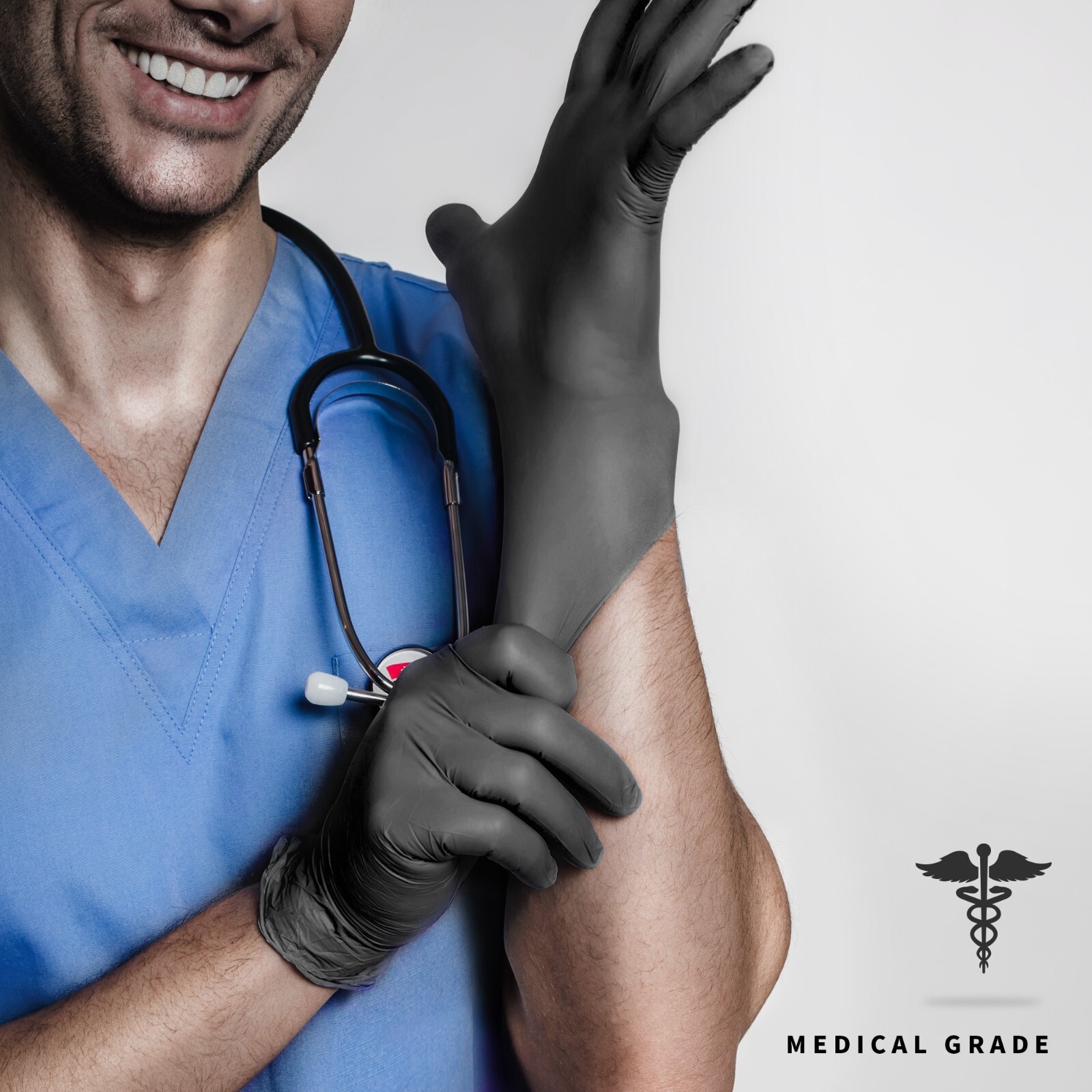 Disposable Nitrile Gloves 100 PCs 4.5 mil Black Powder-Free Food-Safe Exam Glove