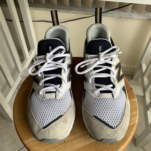 New Balance 574 White Gold Navy Blue Grey Fresh Foam Men's