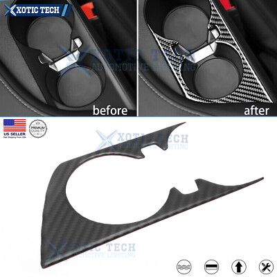 1Pc Genuine Carbon Fiber Interior Water Cup Holder Cover For Chevrolet Camaro