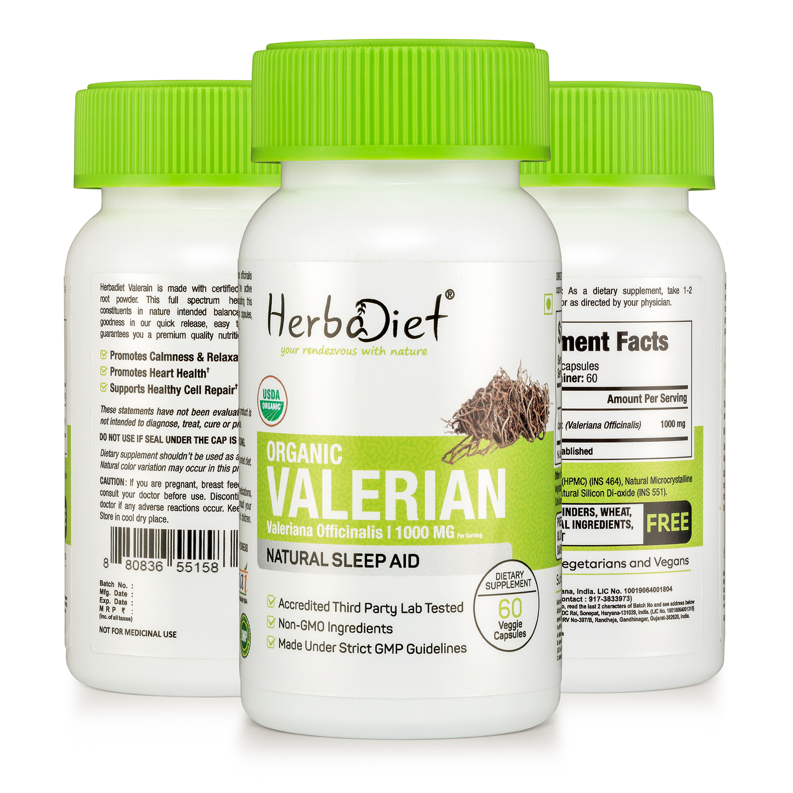 Organic Valerian Root Capsules Pure & Natural Relax Restful Sleep Non-GMO - Picture 4 of 4