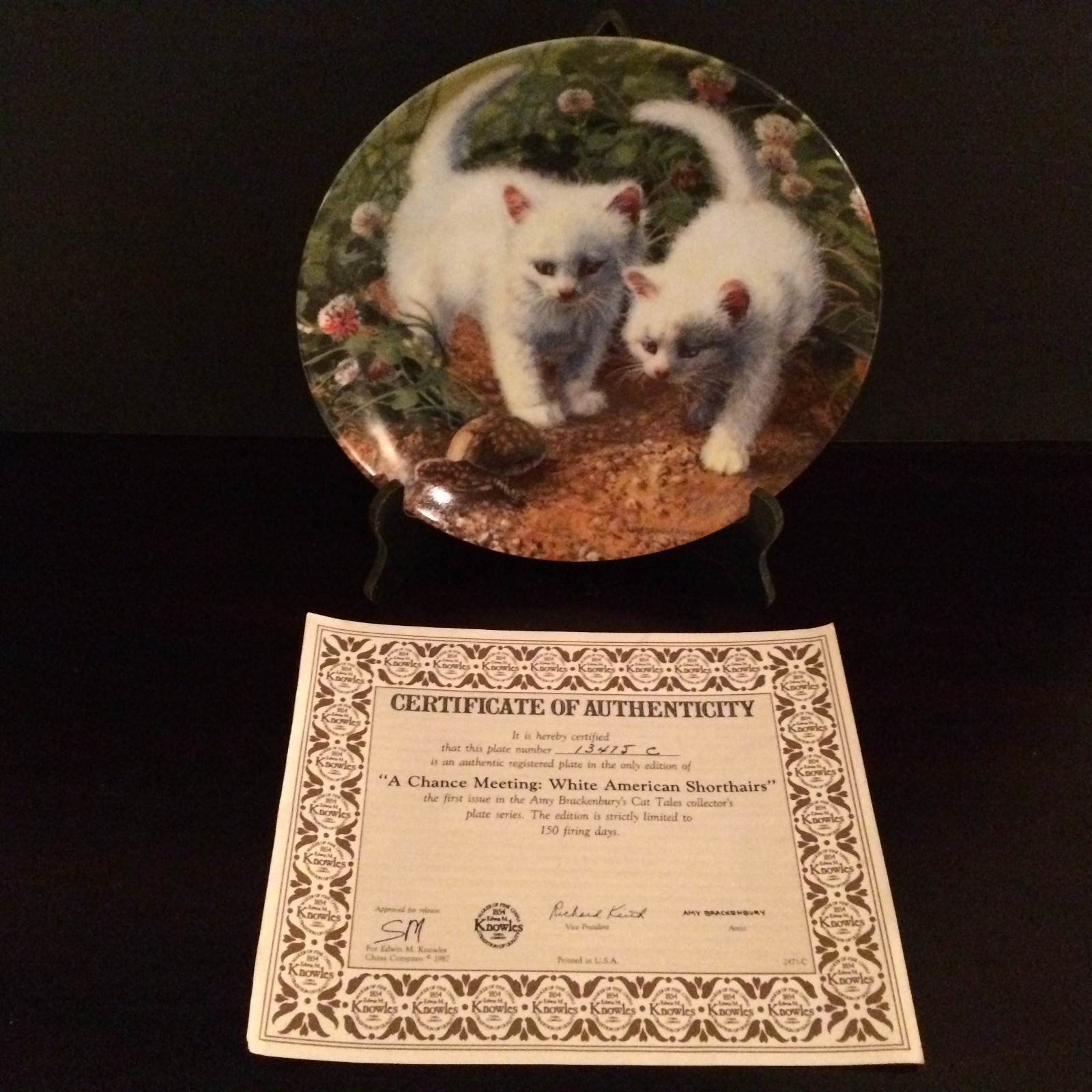 Knowles 1987 White American Shorthairs Cat Plate Amy Brackenbury Cat Tales