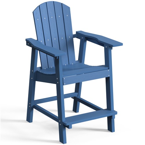 Set of 2 Balcony Tall Counter High Adirondack Chair with Footrest Bar Stools