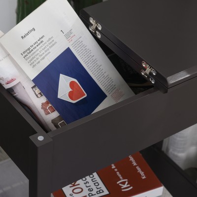 Modern Freestanding Countertop Side Table with Swing Hinge Storage Compartment