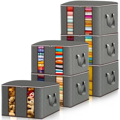 Frasheng 6PCS Scatole per Armadio Salvaspazio, 85L Scatole per Vestiti in Tessut