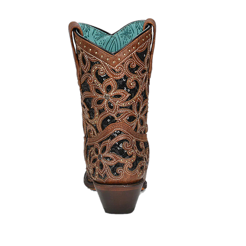 Pre-owned Corral Boots Corral Ladies Glitter Inlay And Studs Tan Ankle Boots A4278 In Brown