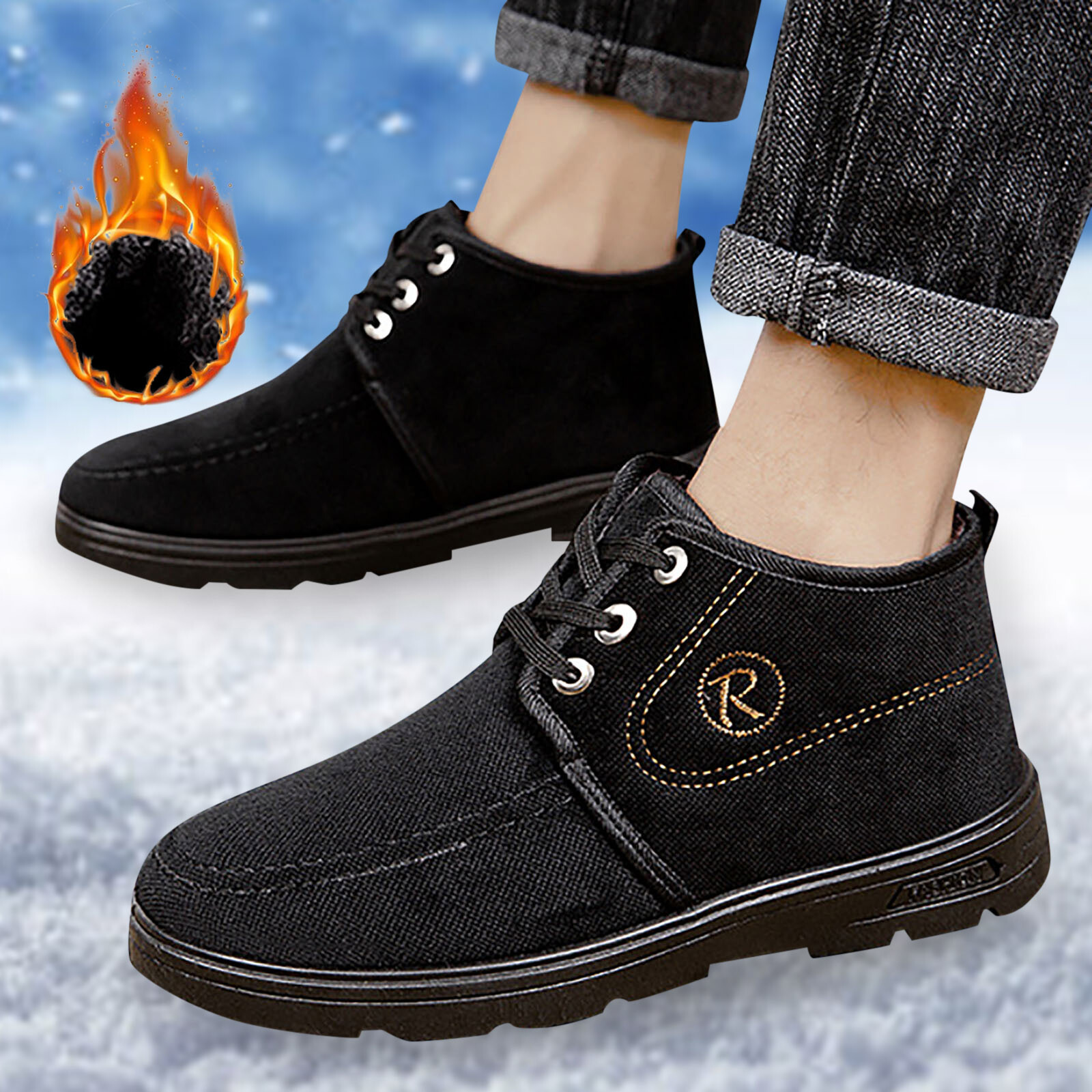 Men Snow Boots Winter Warm Boot Casual Shoes Thickening Lightweight Fashionable