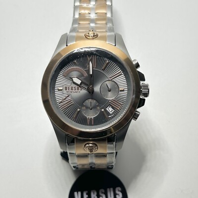 New Versus Versace Lion Chornograph Watch 44mm Silver/Rose Gold