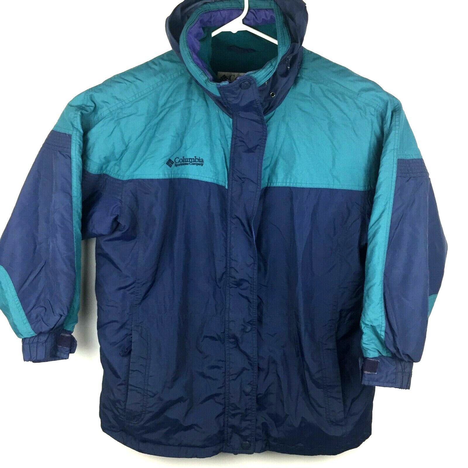 Columbia Winter Jacket Women's VTG 90's Style Hooded Blue