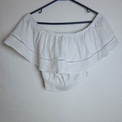 Lulus Adventure Abroad White Off-the-Shoulder Crop Top Boho Women's XS