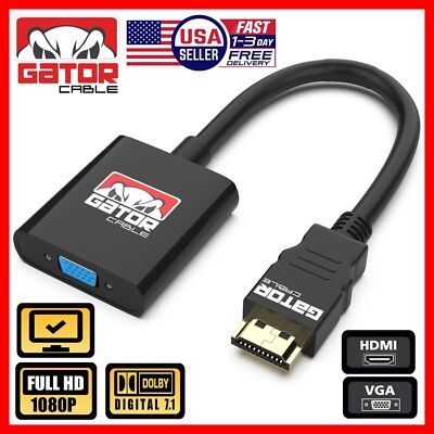 HDMI to VGA Cable Adapter Converter for HDTV PC Desktop Monitor Laptop 4K Video