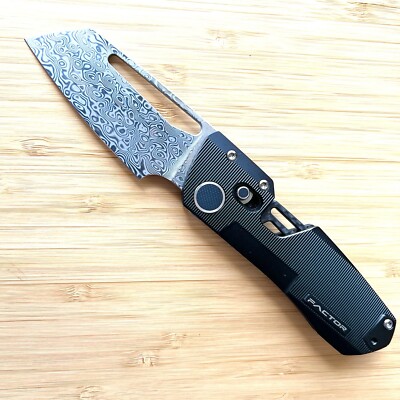 WINTERBLADE Factor B3 Flipper Black Ti + Carbon Fiber Handle w/ Damascus Blade
