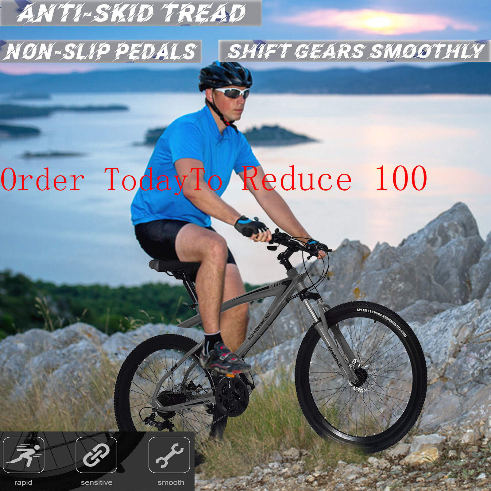 Aluminum Alloy Frame Mountain Bike, With Disc-Brake，26-Inch Wheels, 21-Speed