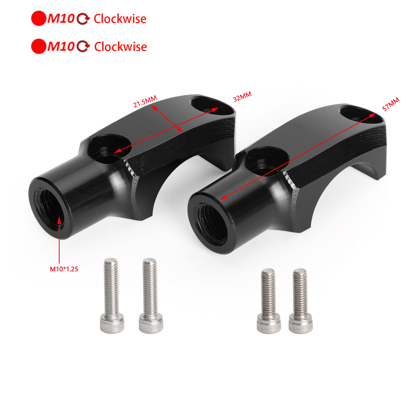 CNC PAIR MASTER CYLINDER CLAMP W/ 10MM MIRROR MOUNT BLACK FOR 22MM HANDLEBAR