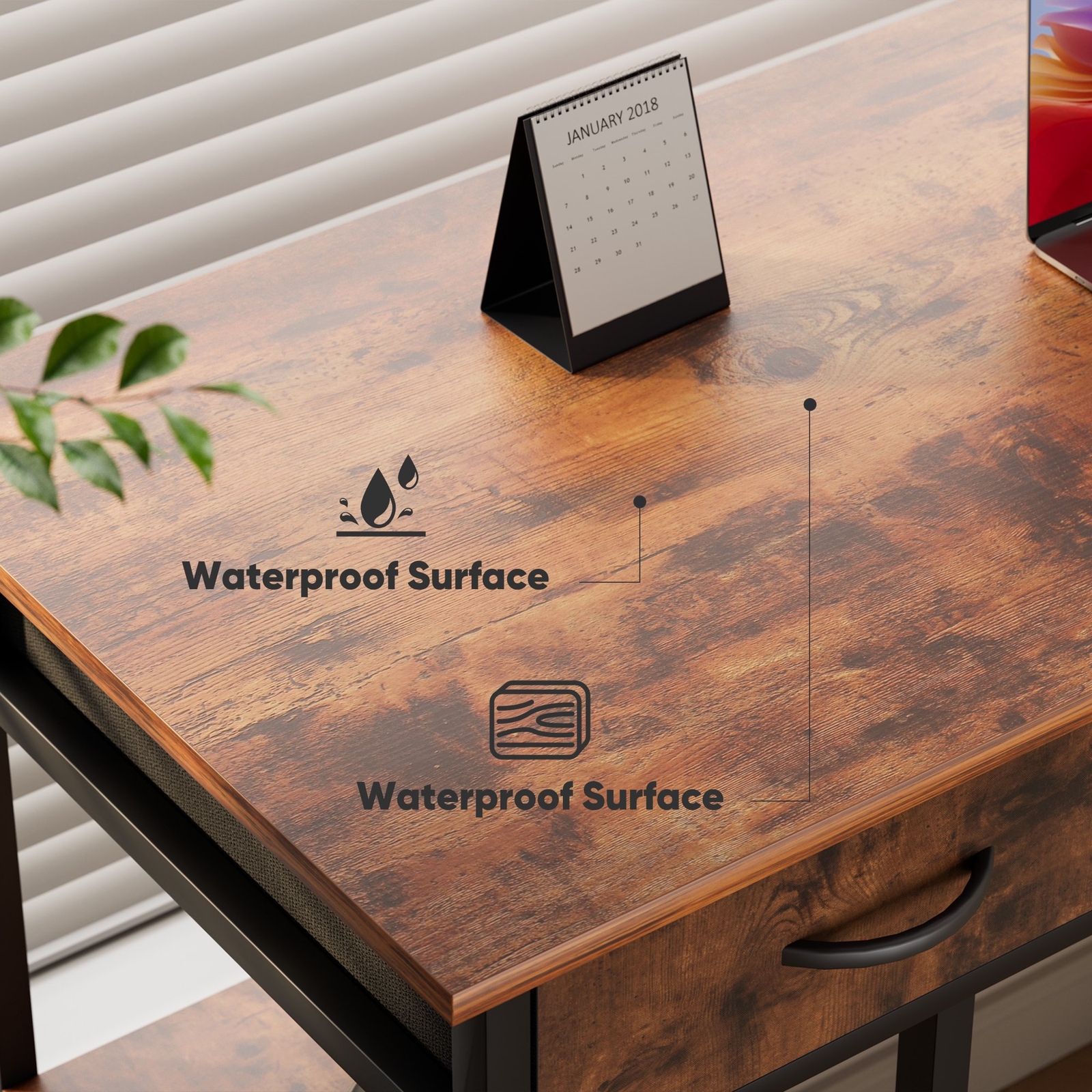 JHK 48 inch Home Office Small Computer Desk Small Table with 3 Fabric Drawers 