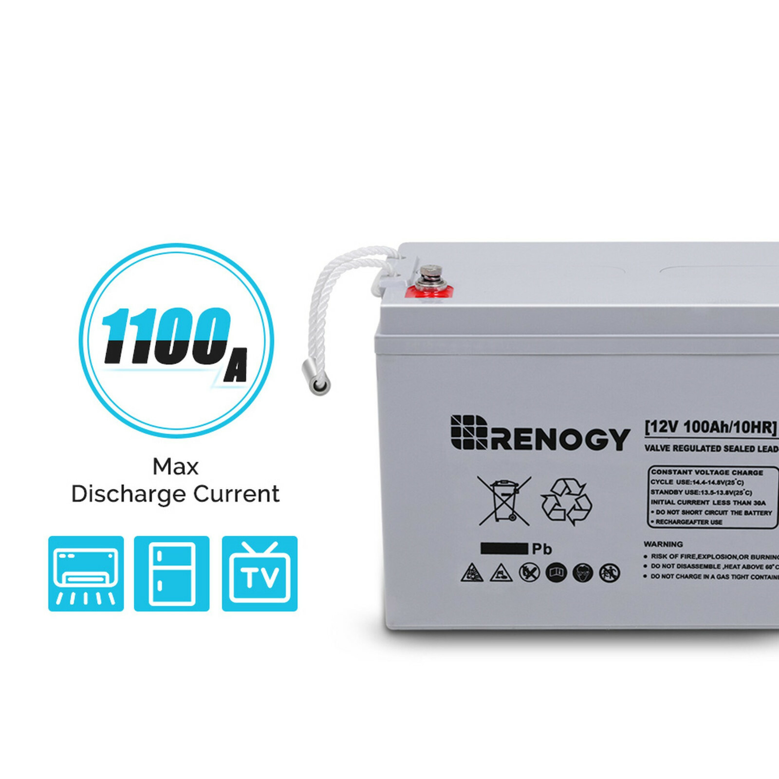 Купить Солнечная энергия Renogy Deep Cycle AGM Battery 12 Volt 100Ah в ...