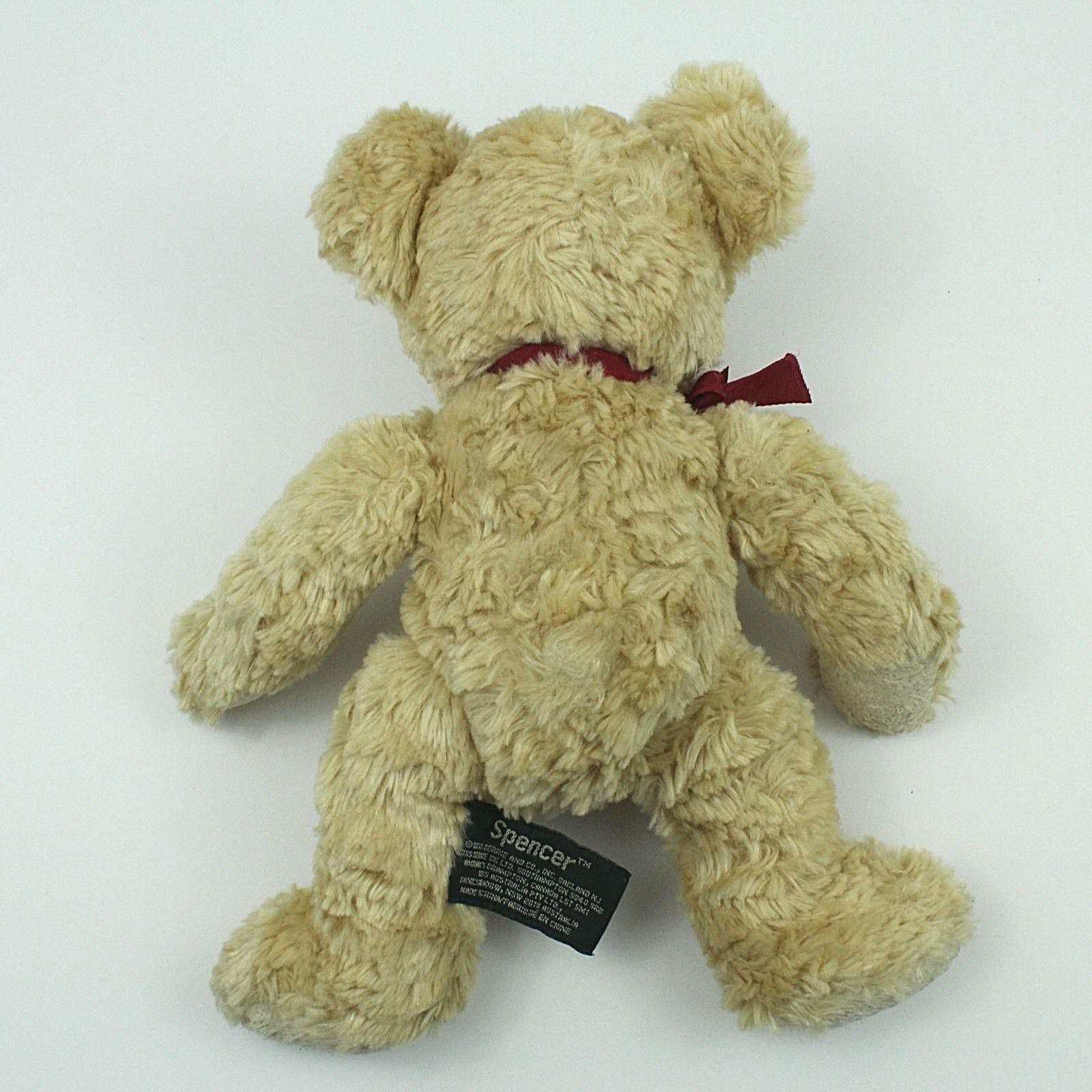 Russ Berrie Teddy Bear Plush Spencer Tan Beige Red Bow 11